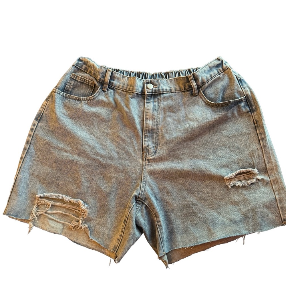 Denim Washed Ripped Shorts
